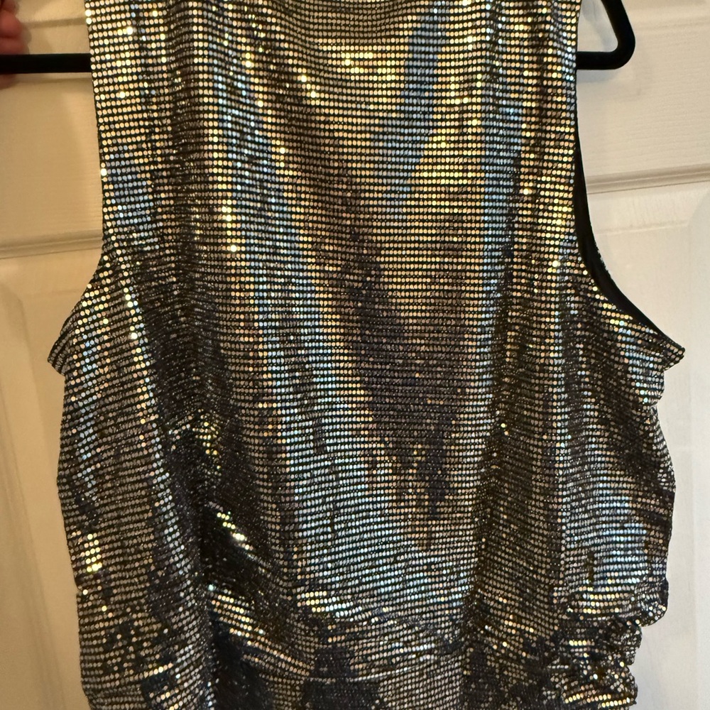 Silver Sequin Sleeveless Top